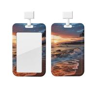 Ausweishalter mit Umhängeband, Motiv: Strand Maui, Hawaii, Sonnenuntergang, Meer, Wellen, Wolken, wasserdicht, Kunststoff, Kartenhalter mit Umhängeband, für Ausweise, Kreditkarten, Näherungsschlüssel,