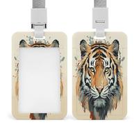 Ausweishalter, Motiv: Jahr des Tigers, Ausweishalter, Kartenhalter, Brieftasche, stabiles Schlüsselband, vertikaler Kunststoff-Karten-Etui, Schutztasche mit transparentem Sichtfenster, Ausweishalter