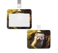 Ausweishalter, strapazierfähig, verschiebbar, mit transparentem Fenster, Arbeitsnamenschild, niedlicher Wiesel-Halter mit abnehmbarem Umhängeband, Kartenschutzhülle für Männer und Frauen