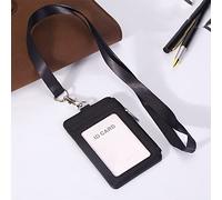 Ausweishalter, Umhängeband mit Reißverschluss, modisches Abzeichen, mehrere Kartenfächer, Münzgeldbörse für Ausweis, Schlüssel, Tickets, Büro, Schulbedarf (schwarz (merzerisiertes Seil))