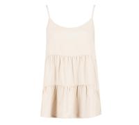 Authentic Style - DOB TOP, spagetti träger,piping am Auschnittzwei volants stufen beige - Gr. - L