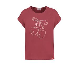 Authentic Style - RE9CIFQtU2hpcnQgUHJpbnQg garnet red - Gr. - XS