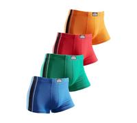 Boxer AUTHENTIC LE JOGGER "Boxershorts für Herren", Herren, Gr. 6, 4 Stk., bunt (rot, orange, grün, blau), Jersey, Obermaterial: 95% Baumwolle, 5% Elasthan, unifarben, körpernah, Unterhosen, mit kontr