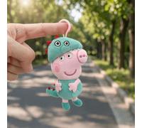 Authentische Peppa Pig & George im Dinosaurier-Kostüm Plüsch-Taschenanhänger, Kawaii-Anhänger Schlüsselanhänger für Handtaschen, Rucksäcke, Tragetasch
