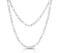 Authentisches Figaro-Glied aus massivem Sterlingsilber mit Diamantschliff .925 Cha 3 mm - 7,5 mm, 16'' 30'', Kette für Männer und Frauen, hergestellt in Italien.