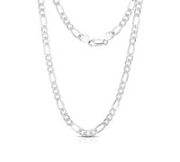 Authentisches Figaro-Glied aus massivem Sterlingsilber mit Diamantschliff .925 Cha 3 mm - 7,5 mm, 16'' 30'', Kette für Männer und Frauen, hergestellt in Italien.