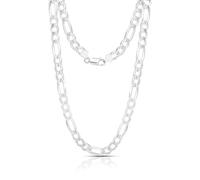 Authentisches Figaro-Glied aus massivem Sterlingsilber mit Diamantschliff .925 Cha 3 mm - 7,5 mm, 16'' 30'', Kette für Männer und Frauen, hergestellt in Italien.