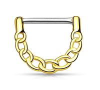 Autiga Brustwarzen Piercing Nippelpiercing Brustpiercing Nipple Barbell Ketten Chain Gold 1,6 mm