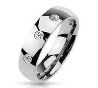 Autiga Damen Herren Ring Edelstahl Partnerring Ehering Zirkonia Kristalle Silber 57 - Ø 18,14 mm 4 mm