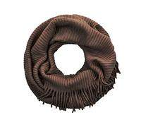 Autiga® Damen Loop Winterschal einfarbiger Strickschal mit Fransen Schal Schlauchschal braun unisize