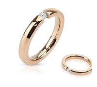 Autiga Damen Ring Edelstahl Zirkonia Kristall Partnerring Ehering Verlobungsring Rosé Rose-Gold 59 - Ø 18,95 mm