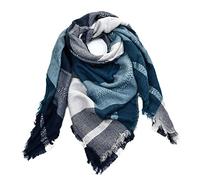 Autiga® Damen Schaltuch Winter Strickschal kariert Karo XXL Wollschal Oversized Quadratisch Winterschal petrol unisize