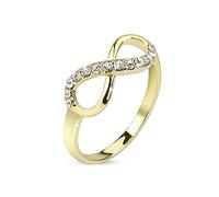 Autiga Ring Damen Zirkonia Kristall Strass Infinity Unendlichkeit Silber Gold Gold 54 - Ø 17,32 mm