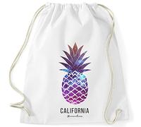 Autiga Turnbeutel Ananas Pineapple Hipster Beutel Tasche Jutebeutel Gymsac Stringbag Drawstring Weiss-galaxy unisize
