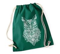 Autiga Turnbeutel Eule Aztekenmuster Boho Aztec Owl Hipster Beutel Tasche Bohemian Gruen