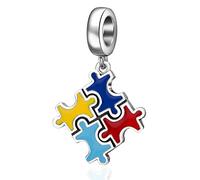 Autismus Bewusstsein Dangle Charms passen Pandora Weihnachten Armband/Halskette, 925 Sterling Silber Puzzle Stücke Emaille farbige Autism Anhänger Perlen, Geschenke für beste Mama/Schwester/Oma