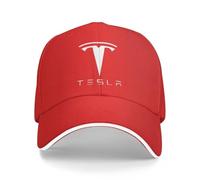Auto-Baseballmütze für Tesla Model 3 X S Y,Herren-Damen-Unisex-Baseballmützen Verstellbarer Casual Hut 3D Stickerei Kappe Auto Zubehör,Red