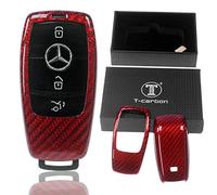 Auto Schlüssel Schutz Hülle Carbon-Optik Hardcover Rot kompatibel mit Mercedes Benz W213 S213 C238 A238 W238 W242
