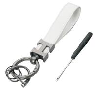 Auto Schlüsselanhänger für Volvo S40 S60 S80 S90 XC40 XC60 XC90 C30 C70 V40 V60 V90, Männer Frauen Mikrofaser Leder Schlüsselanhänger mit Antiverlorener D Ring Schlüsselringen,E/White