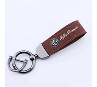 Auto Schlüsselanhänger Wildleder, für Alfa Romeo Stelvio 4C MiTo Giulietta Rotierende Hufeisenringe Car Key Chain Schlüsselbund with Logo Zubehör,Brown Style-a