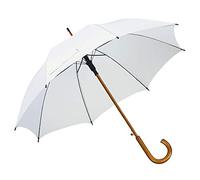 Automatik Regenschirm Holzschirm Stockschirm Portierschirm mit gebogenem Rundhaken Holzgriff in 103 cm Durchmesser von notrash2003 (Weiß)