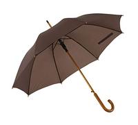 Automatik Regenschirm Holzschirm Stockschirm Portierschirm mit gebogenem Rundhaken Holzgriff in 103 cm Durchmesser von notrash2003 (Dunkelbraun)
