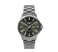 Automatikuhr BAUHAUS "bauhaus aviation", silber (silberfarben, grün), Armbanduhren, Herren, Automatikuhr, Armbanduhr, Herrenuhr, Titan, Datum, Saphirglas, Made in Germany (12190061-0)