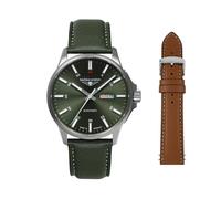 Automatikuhr BAUHAUS "Bauhaus Aviation Titanium", grün, Armbanduhren, Herren, Automatikuhr, Armbanduhr, Herrenuhr, Made in Germany, Mechanische Uhr, Lederarmband (10749628-0) grün