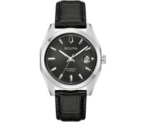 Automatikuhr BULOVA "Surveyor", schwarz, Armbanduhren, Damen, Automatikuhr, Armbanduhr, Herrenuhr, Damenuhr, Lederarmband, Saphirglas (57234659-0) schwarz