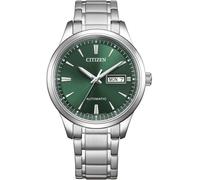 Automatikuhr CITIZEN "NY4058-79XC", silber (silberfarben, grün), Armbanduhren, Herren, Automatikuhr, Armbanduhr, Herrenuhr, Mechanische Uhr, Edelstahlarmband, analog, Tag (22268923-0) silberfarben, gr