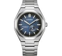 Automatikuhr CITIZEN "Super Titanium Zenshin 60", silber (titansilberfarben, dunkelblau), Armbanduhren, Herren, Automatikuhr, Armbanduhr, Herren, Mechanische Uhr, Titan, analog, dezentrale Sekunde (44