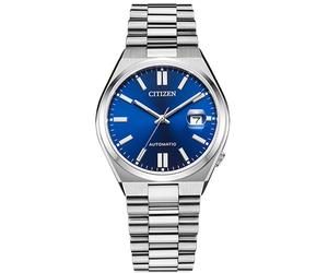 Automatikuhr CITIZEN "TSUYOSA 60h", silber (silberfarben, blau), Armbanduhren, Damen, Automatikuhr, Armbanduhr, Damenuhr, Herrenuhr, Edelstahlarmband, Saphirglas, Datum (32599764-0) silberfarben, blau