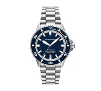 Automatikuhr EMPORIO ARMANI, silber (silberfarben, dunkelblau), Armbanduhren, Herren, Automatikuhr, Armbanduhr, Herrenuhr, Mechanische Uhr, Edelstahlarmband, analog, Tag (14959745-0) silberfarben, dun