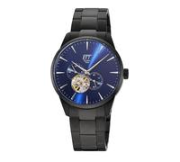 Automatikuhr ETT "Motion Drive", schwarz, blau, Armbanduhren, Herren, Automatikuhr, Armbanduhr, Herrenuhr, Mechanische Uhr, Edelstahlarmband, analog (31731324-0) schwarz, blau