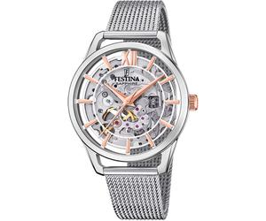 Automatikuhr FESTINA "Automatik", silber (silberfarben), Armbanduhren, Damen, Automatikuhr, Armbanduhr, Damenuhr, mechanische Uhr, Edelstahlarmband (23085663-0) silberfarben