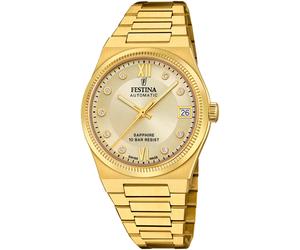 Automatikuhr FESTINA "Rivé Collection", gold (goldfarben, champagnerfarben), Armbanduhren, Damen, Automatikuhr, Armbanduhr, Damenuhr, Swiss Made, mechanische Uhr, Edelstahlarmband (34983750-0)