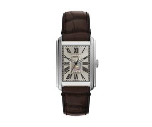 Automatikuhr FOSSIL "Carraway", braun (braun, silberfarben), Armbanduhren, Herren, Automatikuhr, Armbanduhr, Herrenuhr, Mechanische Uhr, Lederarmband, analog (16473707-0) braun, silberfarben