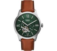 Automatikuhr FOSSIL "TOWNSMAN Automatic", braun (cognacfarben, dunkelgrün), Armbanduhren, Herren, Automatikuhr, Armbanduhr, Herrenuhr, Mechanische Uhr, Lederarmband, analog (48966761-0) cognacfarben,