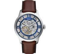 Automatikuhr FOSSIL "TOWNSMAN", transparent (braun, transparent), Armbanduhren, Herren, Automatikuhr, Armbanduhr, Herrenuhr, Mechanische Uhr, Lederarmband, analog (20813731-0) braun, transparent