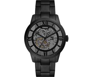 Automatikuhr FOSSIL "TOWNSMAN", transparent (schwarz, transparent), Armbanduhren, Damen, Automatikuhr, Armbanduhr, Herrenuhr, Mechanische Uhr, Edelstahlarmband, analog (41041267-0) schwarz, transparen