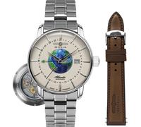 Automatikuhr ZEPPELIN "Atlantic Automatic GMT", silber (silberfarben, cremefarben), Armbanduhren, Herren, Automatikuhr, Armbanduhr, Herrenuhr, Made in Germany, Mechanische Uhr, Mineralglas (44930215-0