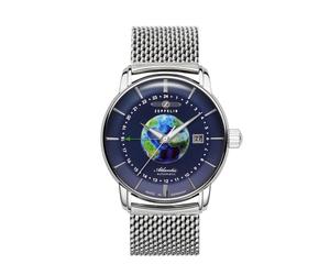 Automatikuhr ZEPPELIN "Atlantic Automatic GMT", silber (silberfarben, dunkelblau), Armbanduhren, Herren, Automatikuhr, Armbanduhr, Herrenuhr, Made in Germany, Mechanische Uhr, Edelstahlband (67510334-