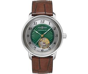 Automatikuhr ZEPPELIN "Friedrichshafen Lady Open Heart", braun (braun, grün), Armbanduhren, Damen, Automatikuhr, Armbanduhr, Damenuhr, Made in Germany, Mechanische Uhr, analog (24928918-0)