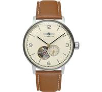 Automatikuhr ZEPPELIN "Hindenburg Automatik, sustainable Planet", braun (cognacfarben), Armbanduhren, Herren, Automatikuhr, Armbanduhr, Herrenuhr, offene Unruh, Made in Germany (73192120-0)