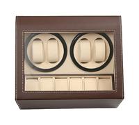 Automatischer Uhrenbeweger Box 4+6 Aufbewahrung - Uhrenbox mit leisem Mabuchi Motor, PU-Leder Uhrengehäuse für Automatikuhren, Drehrichtung wechselbar, inkl. Netzteil - 31 x 24 x 18 cm, Braun