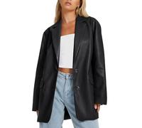 AUTOMET Damen-Lederjacken, Outfit, Kunst-Bomberjacke, Wintermantel, Herbstmode, Kleidung 2024, Schwarz, XX-Large