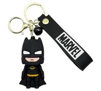 AUTOZOCO Batman Silikon-Schlüsselanhänger, Superhelden-Schlüsselanhänger, Fledermaus-Männer, Batman-Figur, 7 cm, Silikon, kompatibel mit Marvel, Schwarz