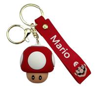 AUTOZOCO Schlüsselanhänger Mario Pilz aus Silikon, Super Mario Pilz, Schlüsselanhänger aus Gummi, Pilzfigur, 4,5 cm hoch, Silikon, rot
