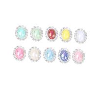 AUTSUPPL 10 Stück Teiliges Ovale Schmuckaufkleber aus Silberfarbener Legierung mit Ab farbverlauf Perlen und Strasssteinen Selbstklebend für DIY Schmuckherstellung und Bastelbedarf