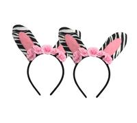 AUTSUPPL 2stücke Zebra Ohr Stirnband Elastisch Für Mädchen Party Haardekor Festival Haarschmuck Rosa